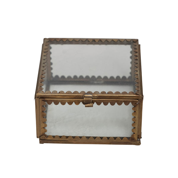 Brass & Glass Display Box w/ Scalloped Edges - Small