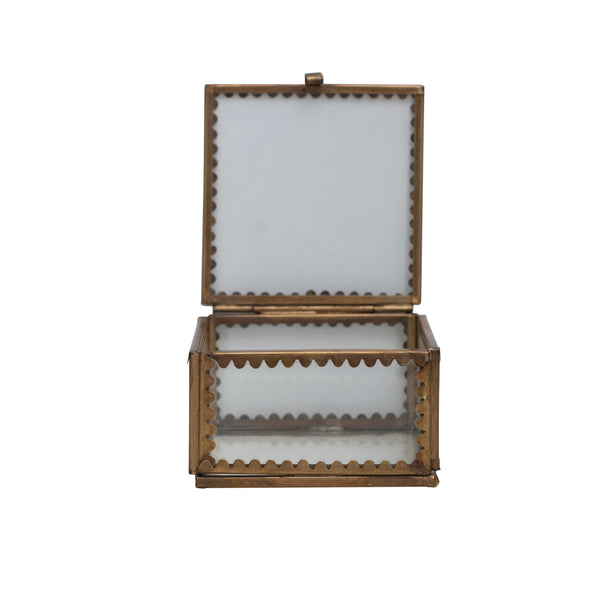 Brass & Glass Display Box w/ Scalloped Edges - Small