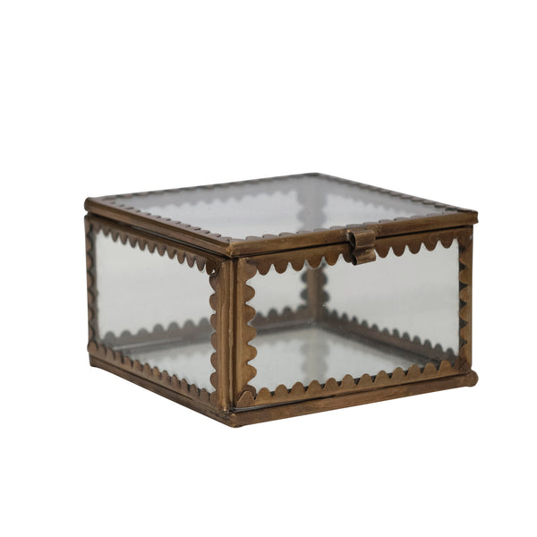 Brass & Glass Display Box w/ Scalloped Edges - Small