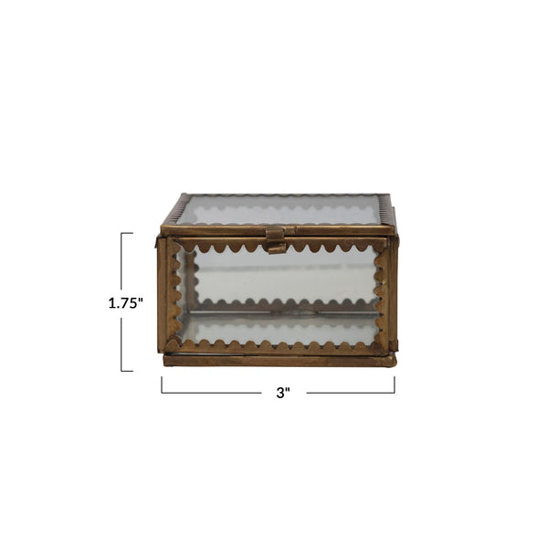 Brass & Glass Display Box w/ Scalloped Edges - Small