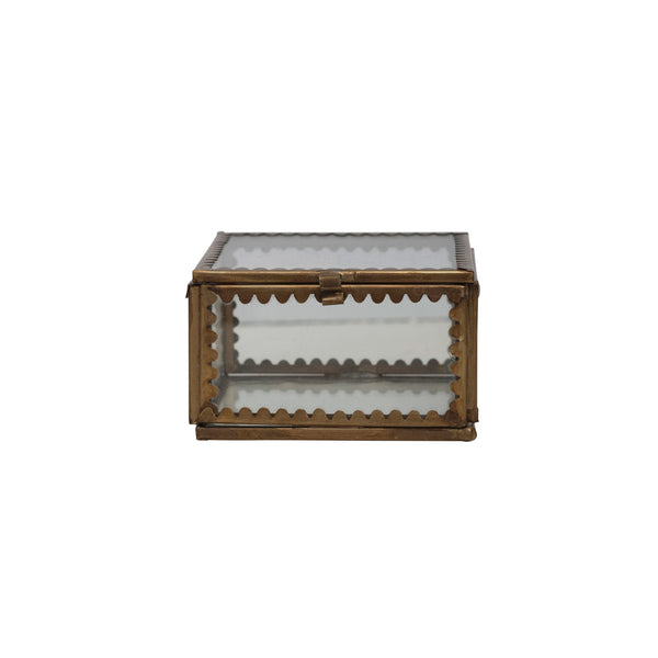 Brass & Glass Display Box w/ Scalloped Edges - Small