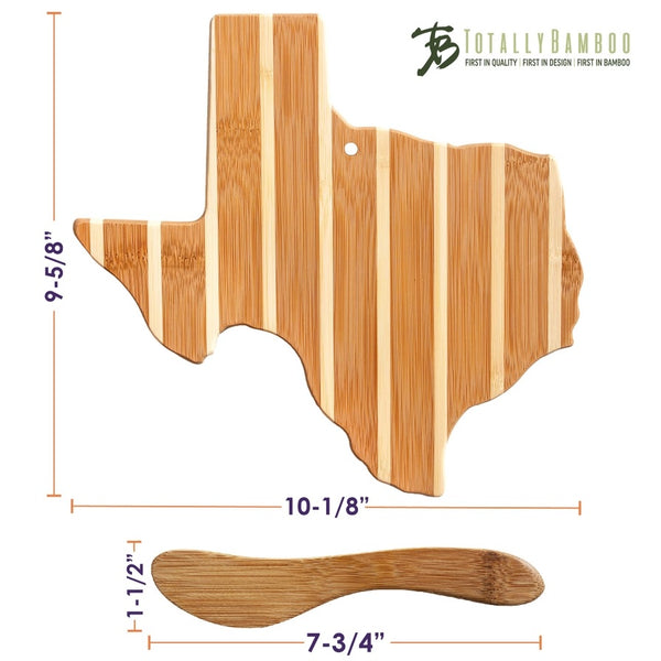 Texas Shaped Charcuterie Board & Cheese Spreader Knife Set