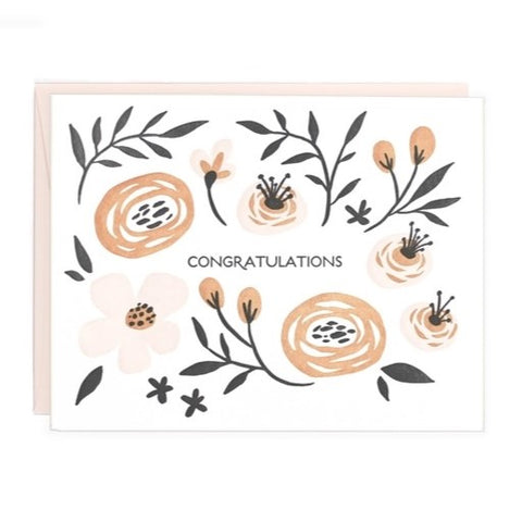Congratulations Folk Floral Greeting Card