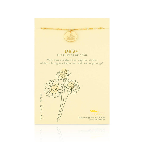 Birth Month Flower Necklace - Gold