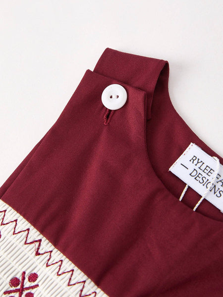 Dark Red Smocked Church Christ Bishop Christening Boys' Romper: 3M
