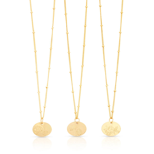 Birth Month Flower Necklace - Gold