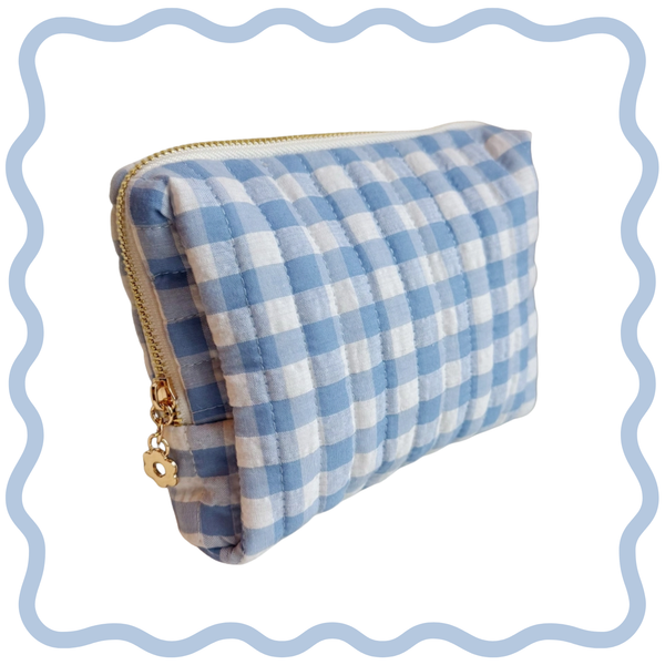Gingham Cosmetic Case - Blue