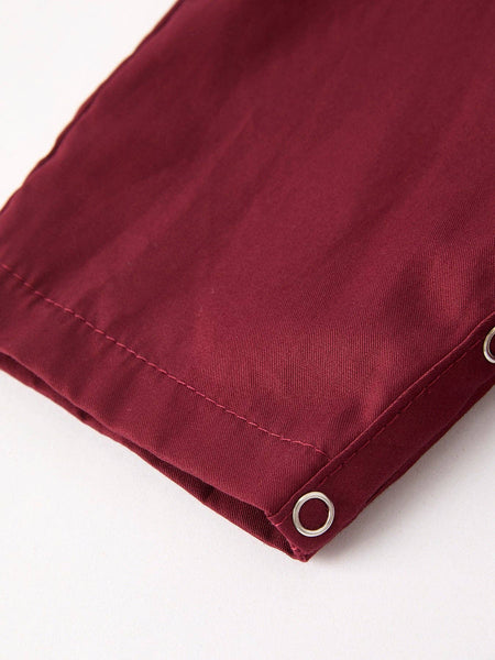 Dark Red Smocked Church Christ Bishop Christening Boys' Romper: 3M