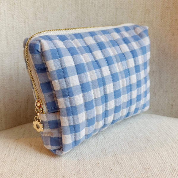 Gingham Cosmetic Case - Blue