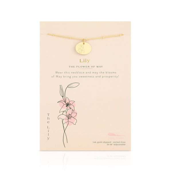 Birth Month Flower Necklace - Gold