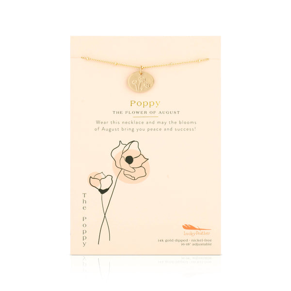Birth Month Flower Necklace - Gold