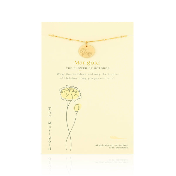 Birth Month Flower Necklace - Gold