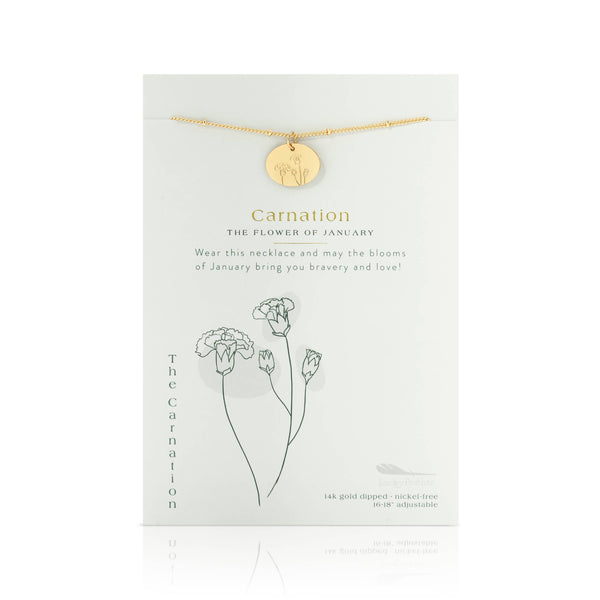 Birth Month Flower Necklace - Gold