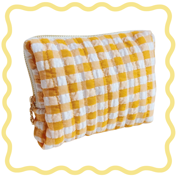 Gingham Cosmetic Case - Yellow