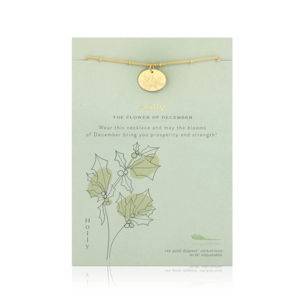 Birth Month Flower Necklace - Gold