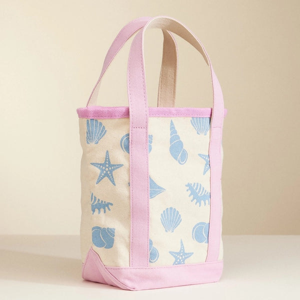 Canvas Tote Bag with Seashell Print