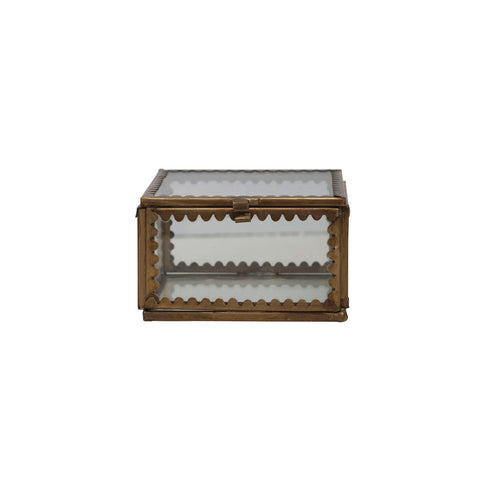 Brass & Glass Display Box w/ Scalloped Edges - Small