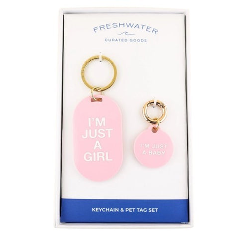 I'm Just A Girl Keychain & Pet Tag Gift Set