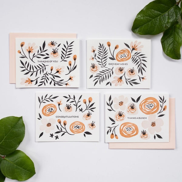Thinking of You Folk Floral Greeting Card