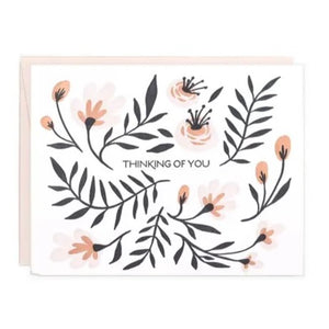 Thinking of You Folk Floral Greeting Card