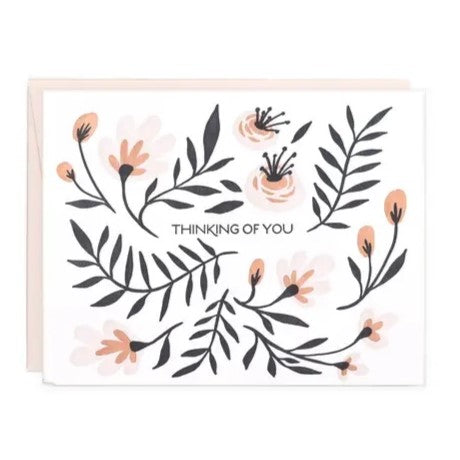 Thinking of You Folk Floral Greeting Card
