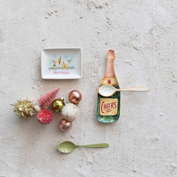 Stoneware Dish w/ Holiday Cocktails "How to FA LA LA", Multi Color ©