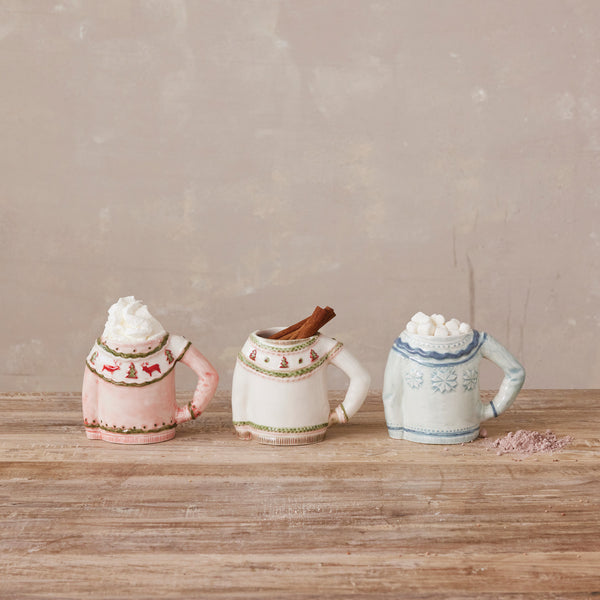3" Round x 4-1/2"H 14 oz. Stoneware Sweater Shaped Mug