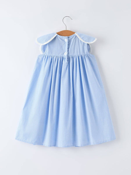 Blue Petal Peter Pan Collar Bishop Christening Girls Dress