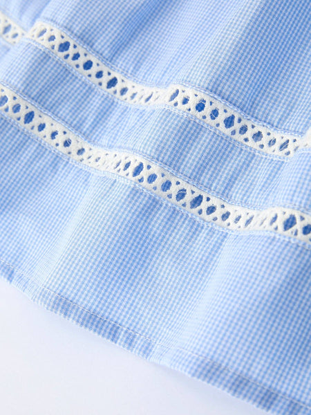 Blue Petal Peter Pan Collar Bishop Christening Girls Dress
