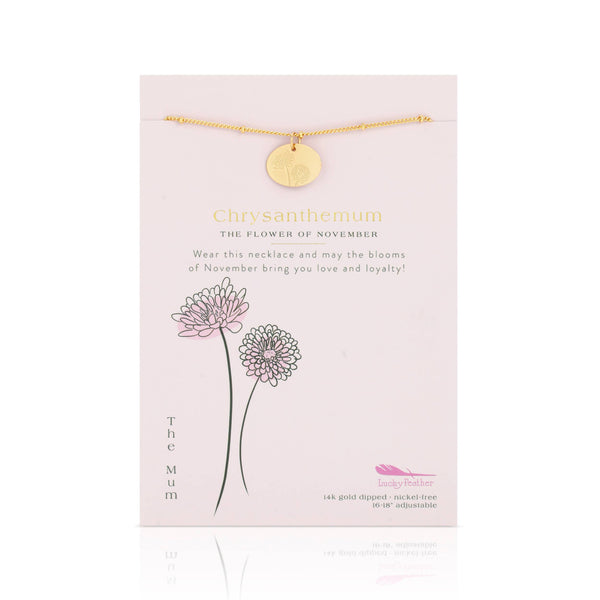 Birth Month Flower Necklace - Gold
