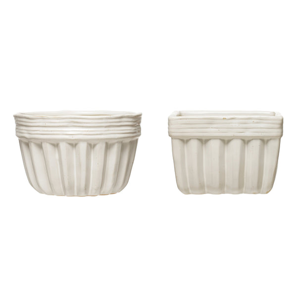 Stoneware Bowl with Reactive Glaze, 2 Styles