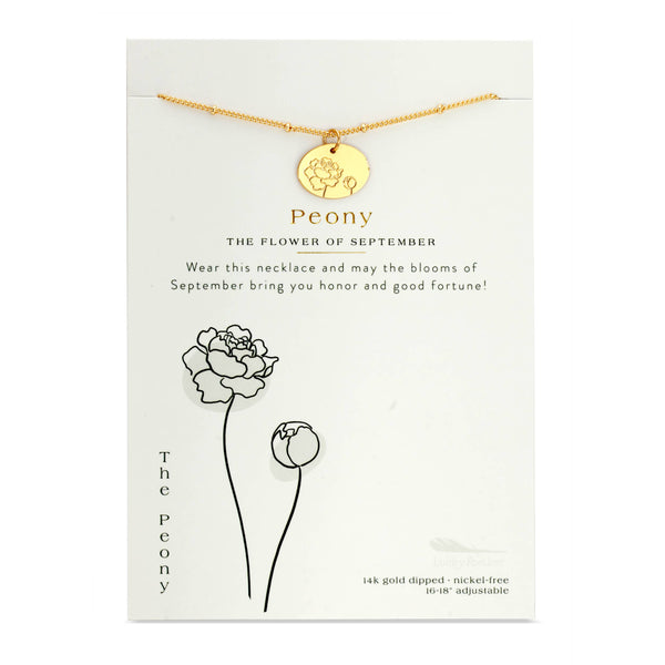Birth Month Flower Necklace - Gold