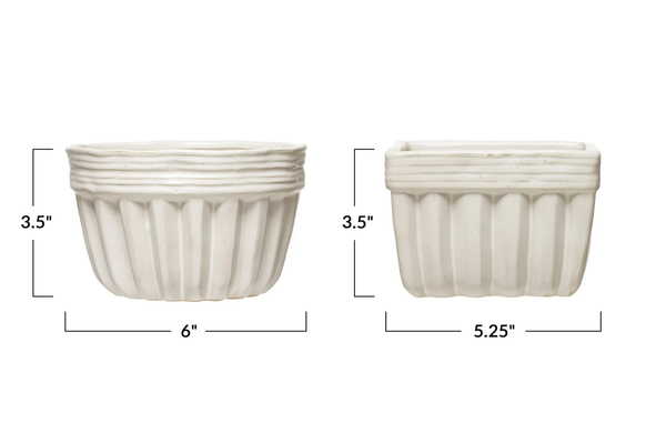 Stoneware Bowl with Reactive Glaze, 2 Styles
